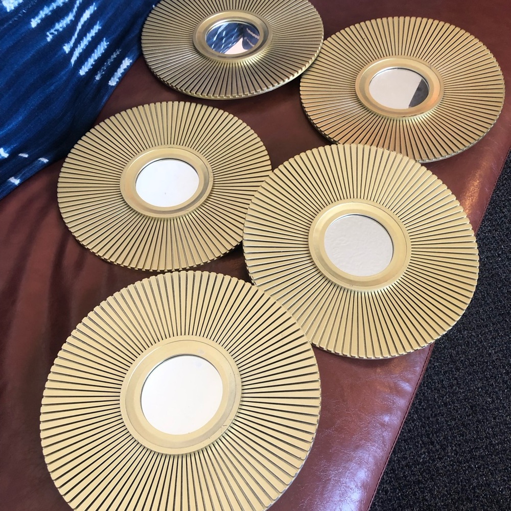 Gold Sunburst Wall Mirrors Set